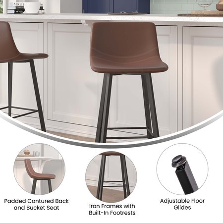 Flash Furniture 30" Chocolate Brown LeatherSoft Barstools, PK 2 CH-212069-30-DKBR-GG